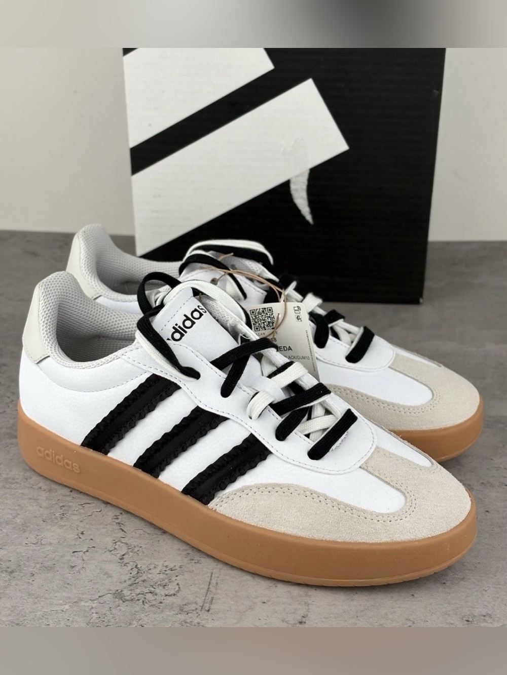 adidas Women's White Black Gum Low-Top Sneakers